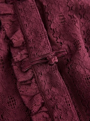 Wine Long Sleeved Lace Fastening Blouse - Image 7 of 8