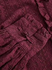 Wine Long Sleeved Lace Fastening Blouse - Image 8 of 8