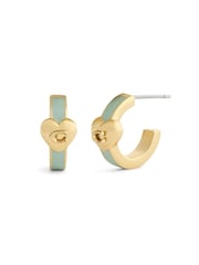 COACH Gold Coach Signature C Heart Enamel Huggie Earrings - Image 1 of 4