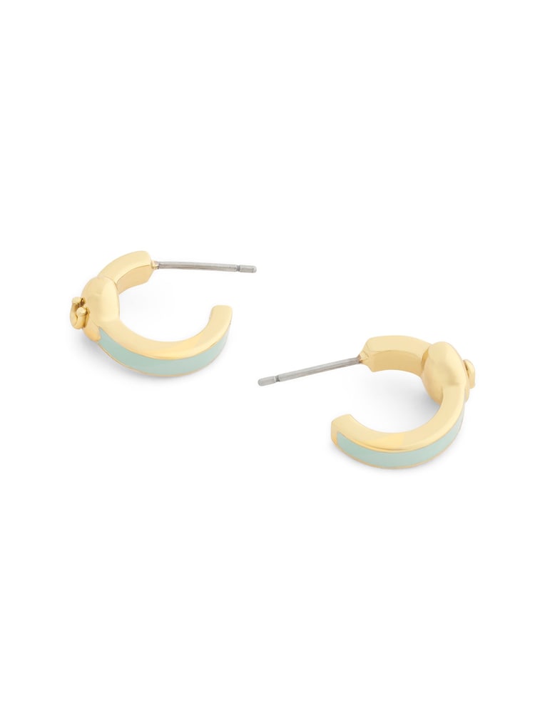 COACH Gold Coach Signature C Heart Enamel Huggie Earrings - Image 2 of 4