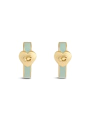 COACH Gold Coach Signature C Heart Enamel Huggie Earrings - Image 3 of 4