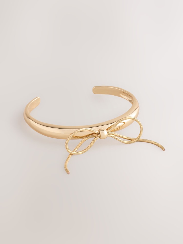 Gold Tone Bow Cuff Bracelet - Image 1 of 3