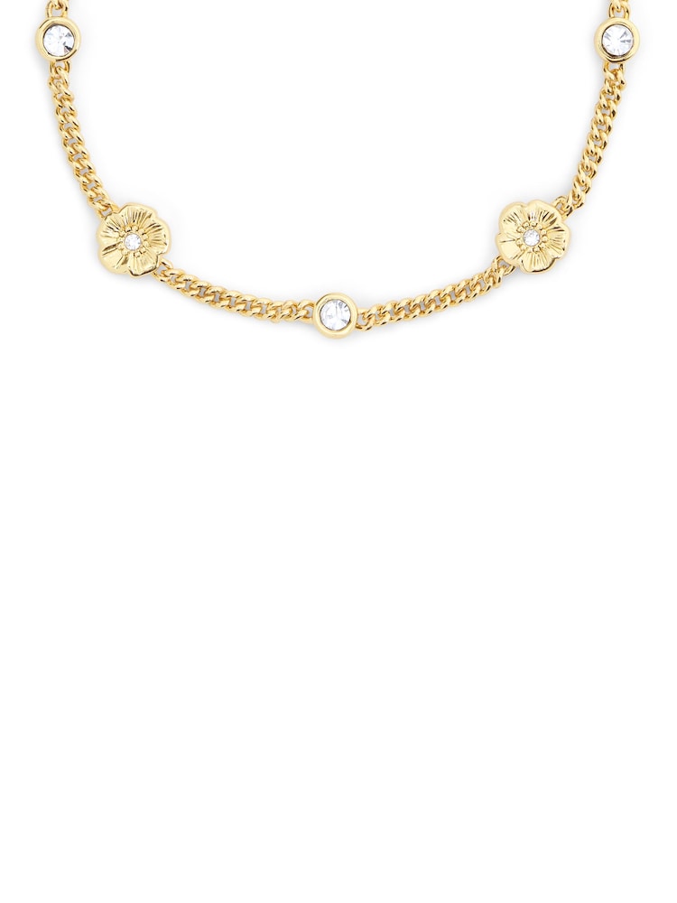 COACH Gold Tone Signature Tea Rose Strand Bracelet - Image 4 of 4 COACH Gold Tone Signature Tea Rose Strand Bracelet - Image 4 of 4