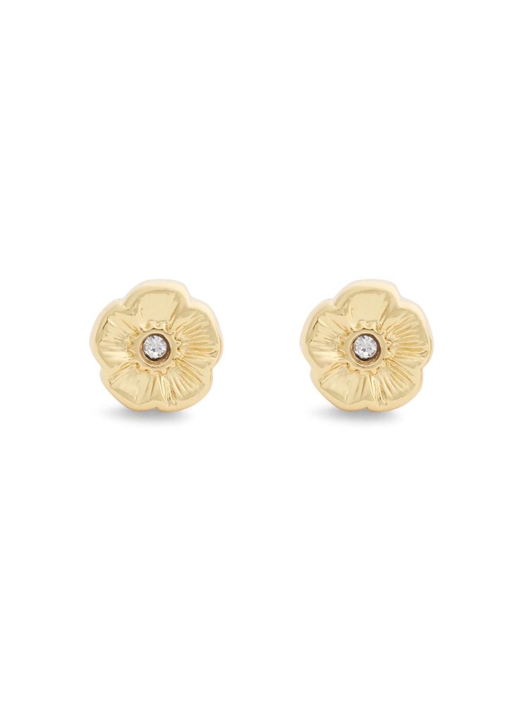 COACH Gold Tone Signature Tea Rose Stud Earrings - Image 3 of 3 COACH Gold Tone Signature Tea Rose Stud Earrings - Image 3 of 3
