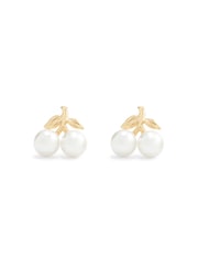 COACH Gold Tone Pearl Cherry Stud Earrings - Image 3 of 3