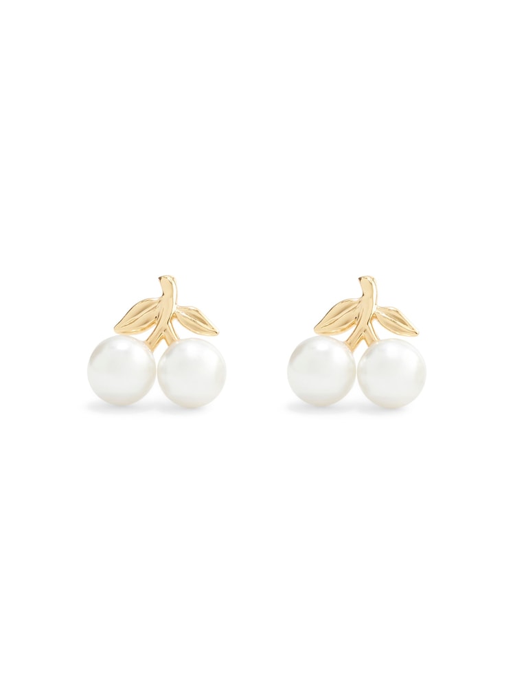COACH Gold Tone Pearl Cherry Stud Earrings - Image 3 of 3 COACH Gold Tone Pearl Cherry Stud Earrings - Image 3 of 3