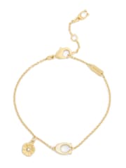 COACH Gold Tone Signature C Tea Rose Strand Bracelet - Image 2 of 4