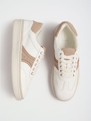 Love & Roses White Standard Fit Faux Leather Comfort Lace Up Trainers - Image 1 of 6