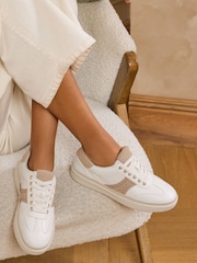 Love & Roses White Standard Fit Faux Leather Comfort Lace Up Trainers - Image 2 of 6