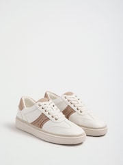 Love & Roses White Standard Fit Faux Leather Comfort Lace Up Trainers - Image 4 of 6