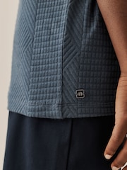 Blue Texture Zip Neck Short Sleeve Polo Shirt (3-16yrs) - Image 4 of 4