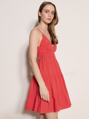 Apricot Pink Bow Back Crochet Cami Mini Dress - Image 2 of 5