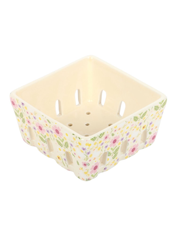 Something Different White Daisy & Duck Print Ceramic Berry Basket - Image 2 of 4