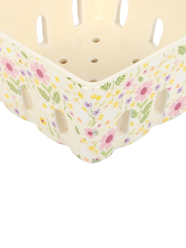 Something Different White Daisy & Duck Print Ceramic Berry Basket - Image 4 of 4