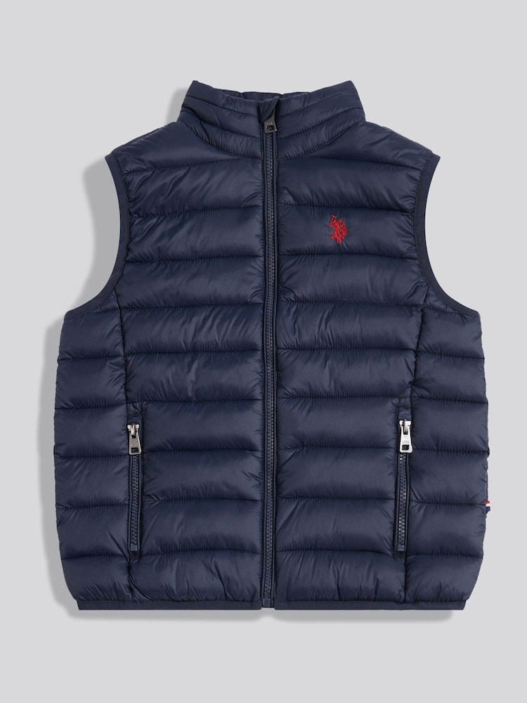 U.S. Polo Assn. Navy Lightweight Quilted Gilet - Image 1 of 4 U.S. Polo Assn. Navy Lightweight Quilted Gilet - Image 1 of 4