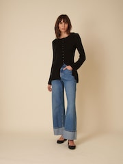 Nobodys Child Black Waisted Long Line Cardigan - Image 1 of 5