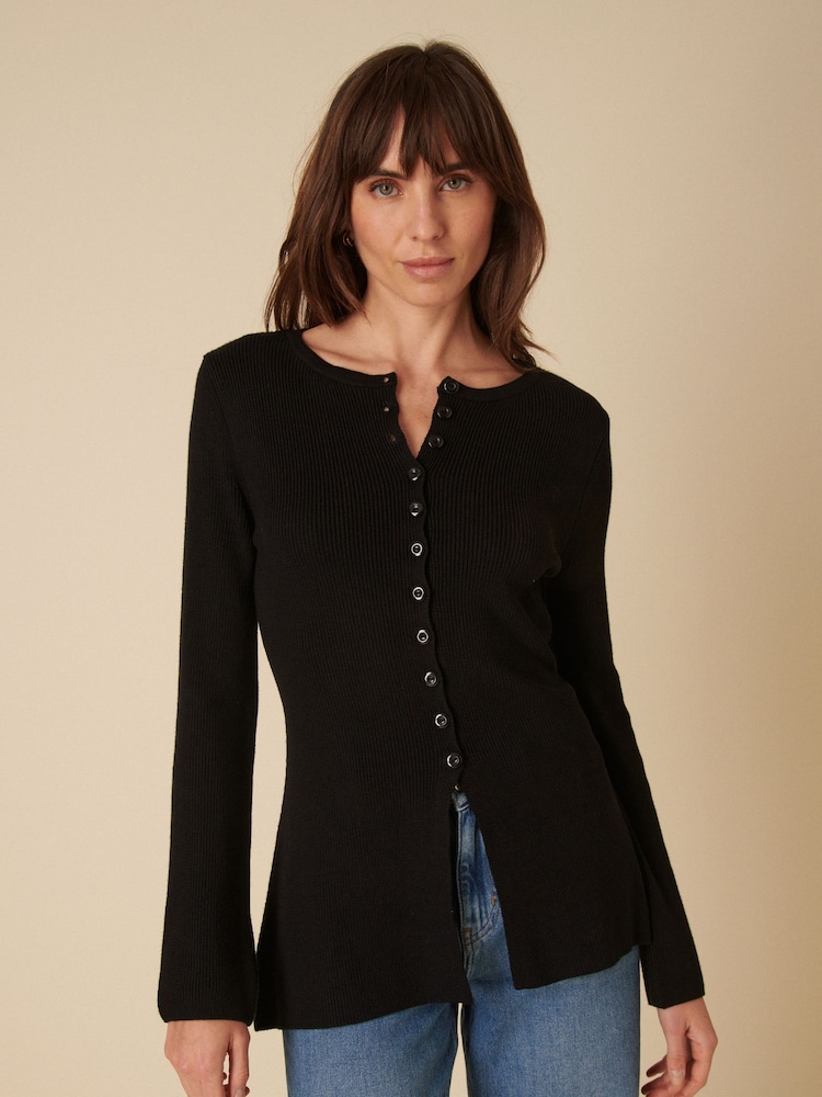 Nobodys Child Black Waisted Long Line Cardigan - Image 2 of 5