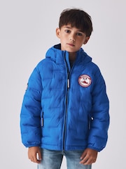 Niebieski - Superdry Shower Resistant Heat Seal Padded Coat - Obraz 1 z 12