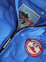 Niebieski - Superdry Shower Resistant Heat Seal Padded Coat - Obraz 11 z 12