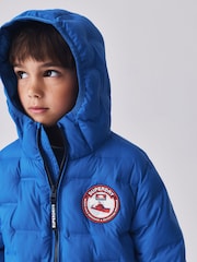 Niebieski - Superdry Shower Resistant Heat Seal Padded Coat - Obraz 4 z 12