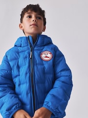 Niebieski - Superdry Shower Resistant Heat Seal Padded Coat - Obraz 6 z 12