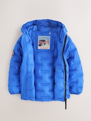 Niebieski - Superdry Shower Resistant Heat Seal Padded Coat - Obraz 9 z 12