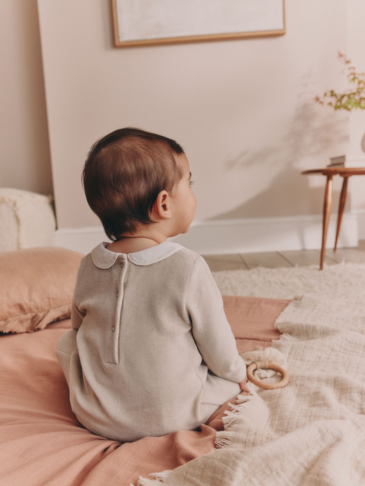 Neutral Collared Baby Sleepsuit (0-2yrs) - Image 2 of 7 Neutral Collared Baby Sleepsuit (0-2yrs) - Image 2 of 7