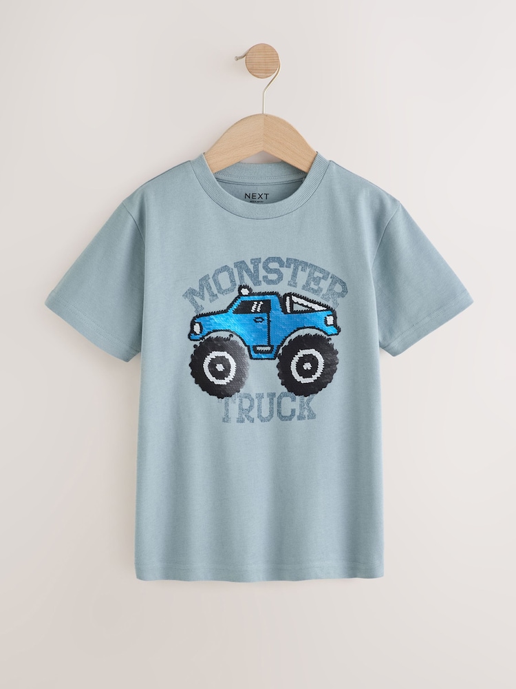 Mineral Truck Sequin Regular Fit Short Sleeve Graphic T-Shirt (3-16yrs) - Image 1 of 1 Mineral Truck Sequin Regular Fit Short Sleeve Graphic T-Shirt (3-16yrs) - Image 1 of 1
