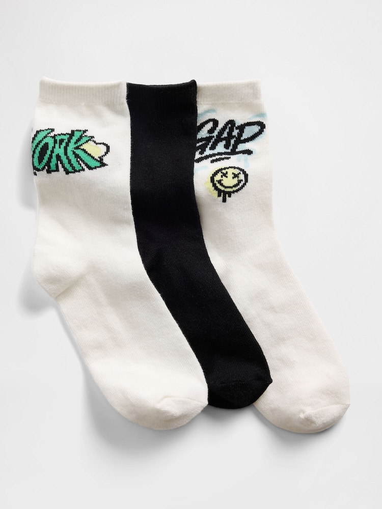 Gap Multi Graphic Logo Crew Socks 3-Pack - Image 1 of 1
