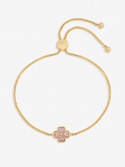 Jon Richard Pink Gold Tone Enamel Heart Clover Toggle Bracelet - Image 1 of 3