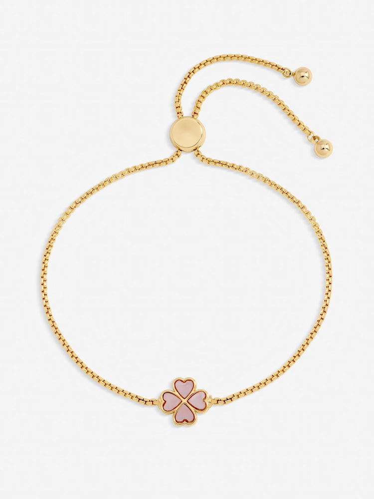 Jon Richard Pink Gold Tone Enamel Heart Clover Toggle Bracelet - Image 1 of 3 Jon Richard Pink Gold Tone Enamel Heart Clover Toggle Bracelet - Image 1 of 3