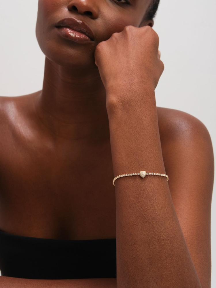 Jon Richard Silver Tone Pave Heart Toggle Bracelet - Image 2 of 3