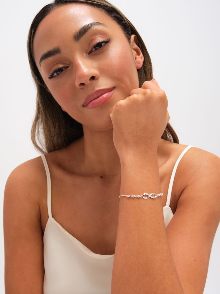 Jon Richard Silver Tone Crystal Infinity Toggle Bracelet - Image 1 of 3