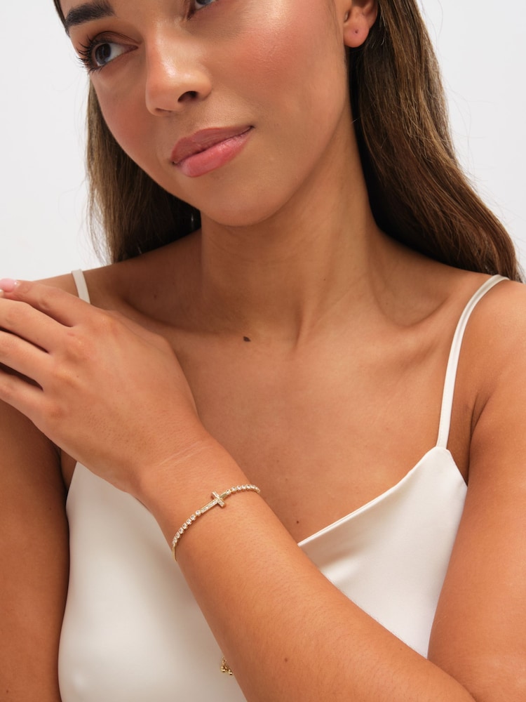 Jon Richard Silver Tone Crystal Infinity Toggle Bracelet - Image 2 of 3