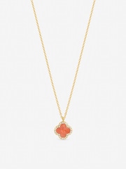 Jon Richard Coral  Gold Tone Clover Pendant Necklace - Image 2 of 2
