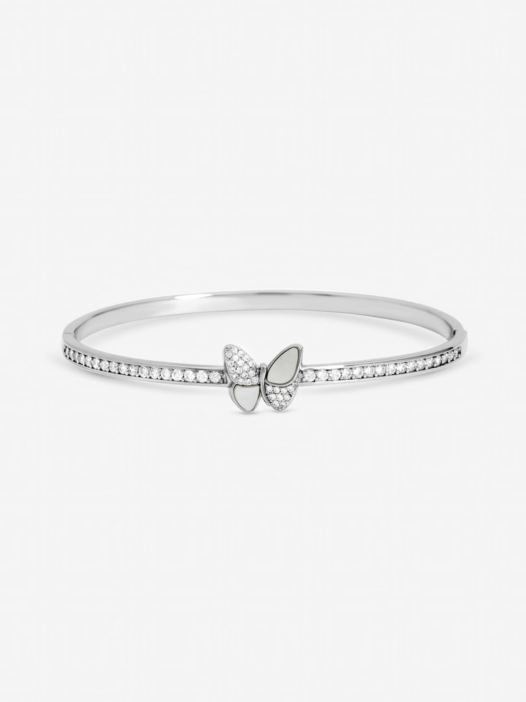 Jon Richard Silver Tone Pave and Mother of Pearl Butterfly Bangle - Image 1 of 3