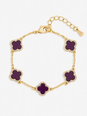 Jon Richard Purple Gold Tone Clover Bracelet - Image 1 of 3