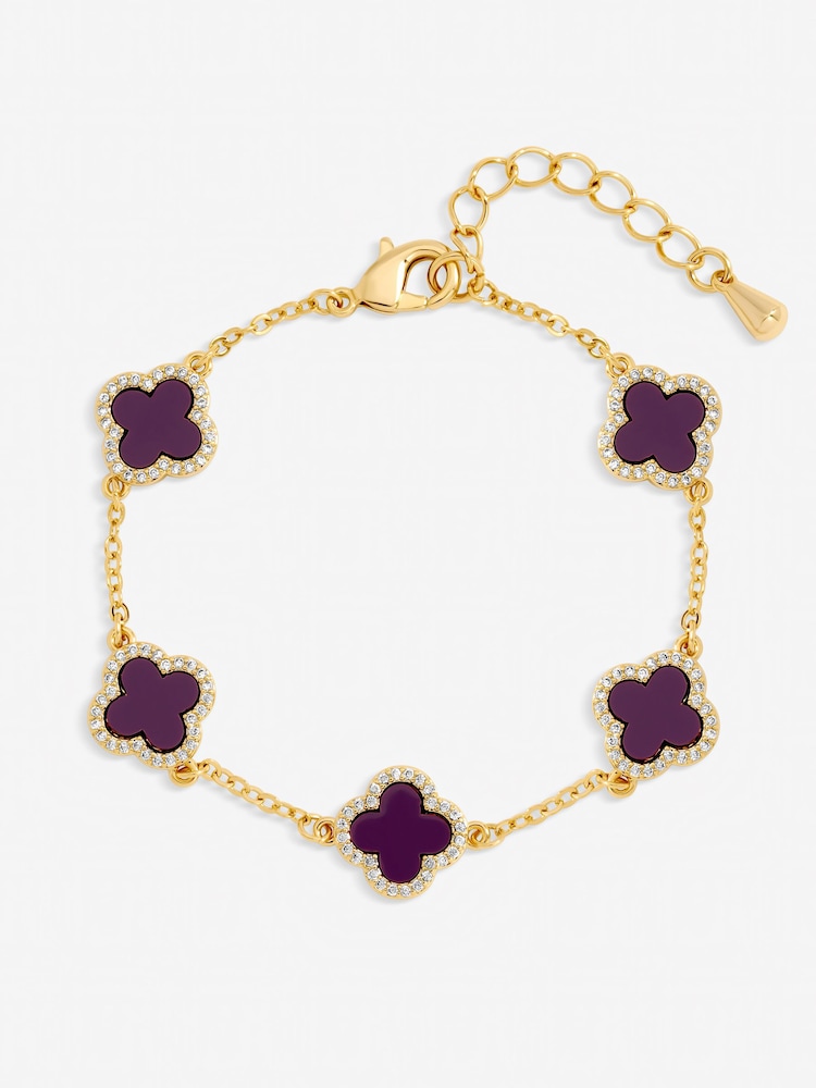 Jon Richard Purple Gold Tone Clover Bracelet - Image 1 of 3