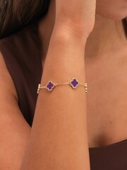 Jon Richard Purple Gold Tone Clover Bracelet - Image 3 of 3