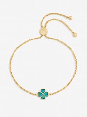 Jon Richard Gold Tone Turquoise Enamel Heart Clover Toggle Bracelet - Image 1 of 3