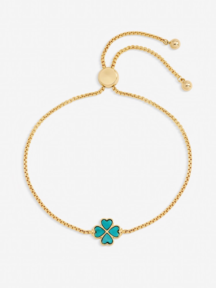 Jon Richard Gold Tone Turquoise Enamel Heart Clover Toggle Bracelet - Image 1 of 3