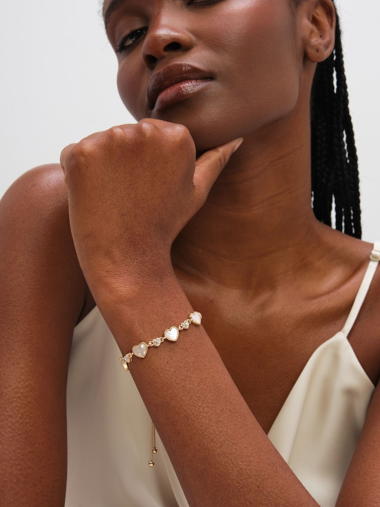 Jon Richard 鑲嵌珍珠母貝心形索扣手鏈 - 圖片 2/3