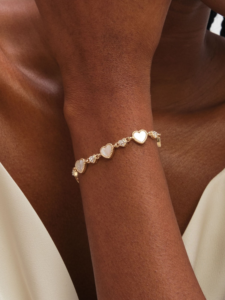 Jon Richard 鑲嵌珍珠母貝心形索扣手鏈 - 圖片 3/3