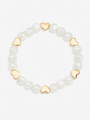 Jon Richard Gold Tone Pearl and Polished Heart Bracelet - Image 1 of 1