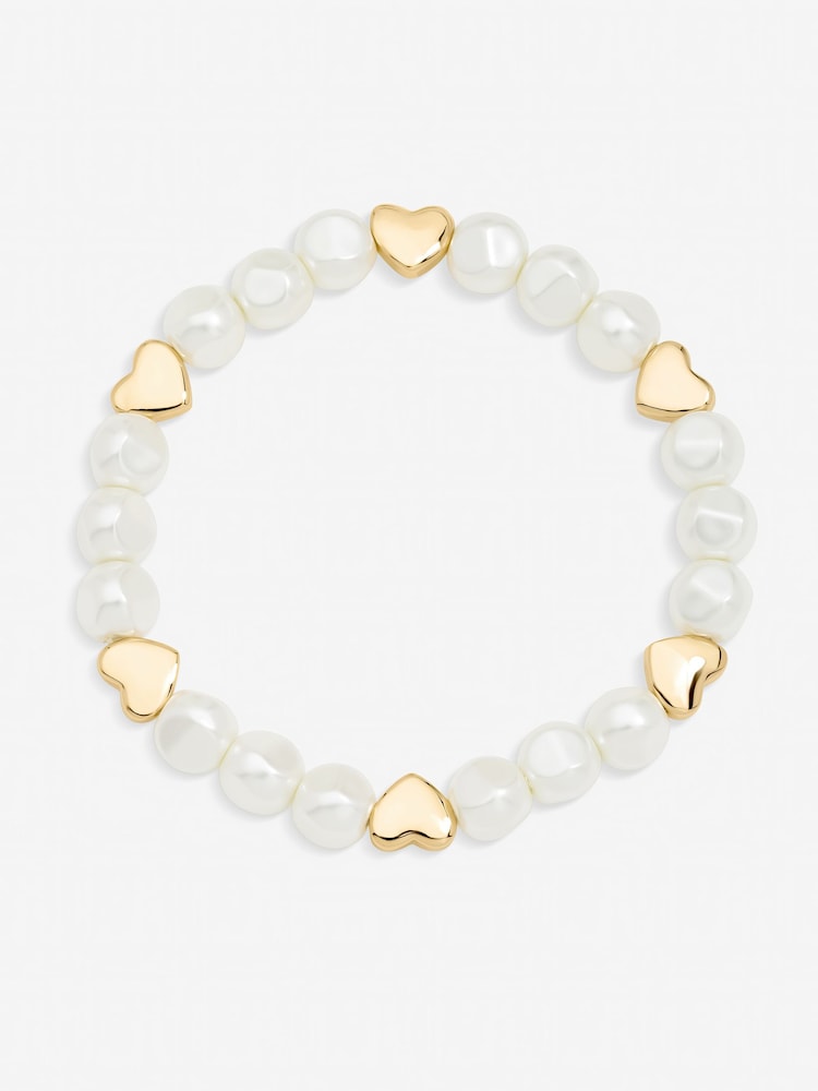 Jon Richard Gold Tone Pearl and Polished Heart Bracelet - Image 1 of 1