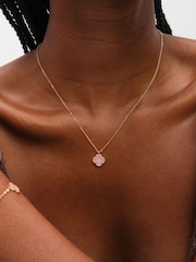 Jon Richard Pink Gold Tone Clover Pendant Necklace - Image 1 of 3