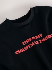 Black/Red Short Sleeve Christmas T-Shirt (3-16yrs) - Image 4 of 4