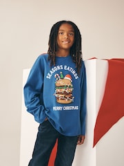 Hamburguesa azul - Camiseta navideña de manga larga (3 - 16 años) - Imagen 1 de 7