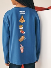 Hamburguesa azul - Camiseta navideña de manga larga (3 - 16 años) - Imagen 2 de 7