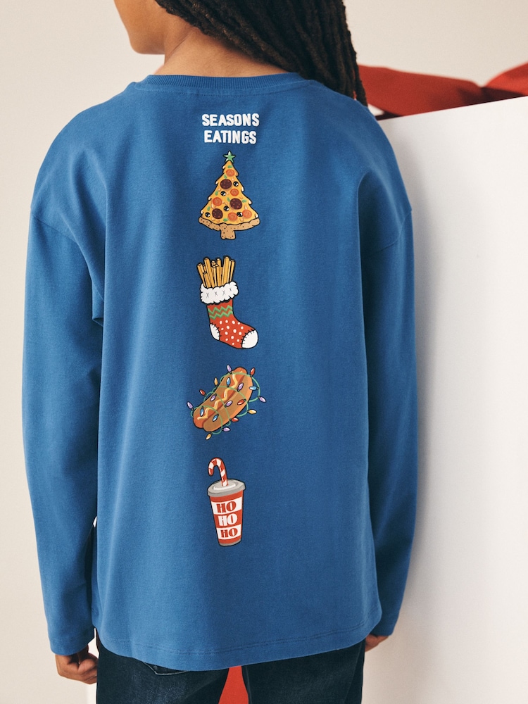 Hamburguesa azul - Camiseta navideña de manga larga (3 - 16 años) - Imagen 2 de 7 Hamburguesa azul - Camiseta navideña de manga larga (3 - 16 años) - Imagen 2 de 7